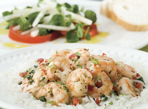 Shrimp and Red Peppers on Rice with Tomato Jicama Salad | Publix Simple ...